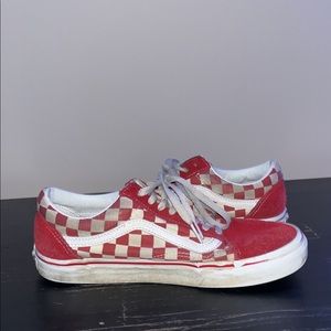 Red Old Skool Checkered Vans